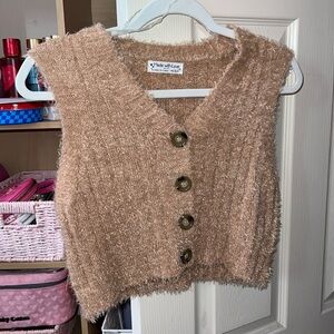 Nude Fuzzy Vest Top